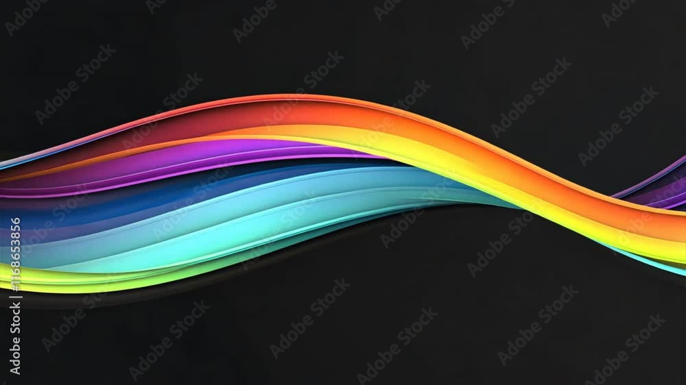 Poster colorful gradient lines create vibrant abstract background with smooth waves and dark design, evokin