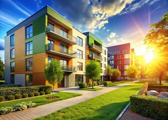 Affordable Housing Development: Modern Apartments & Community Green Space