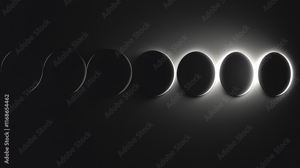 Poster illuminated circles transitioning from dark to light