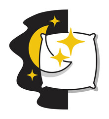 Sleeping pills logo template - Moon, stars and pillow