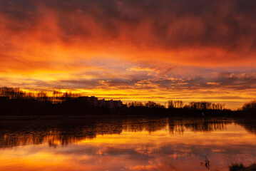 sunset over the river
