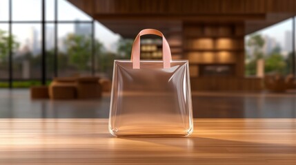 Transparent plastic bag mockup with a modern design. Generative AI