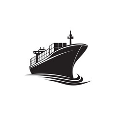 ship silhouette vector line art logo design