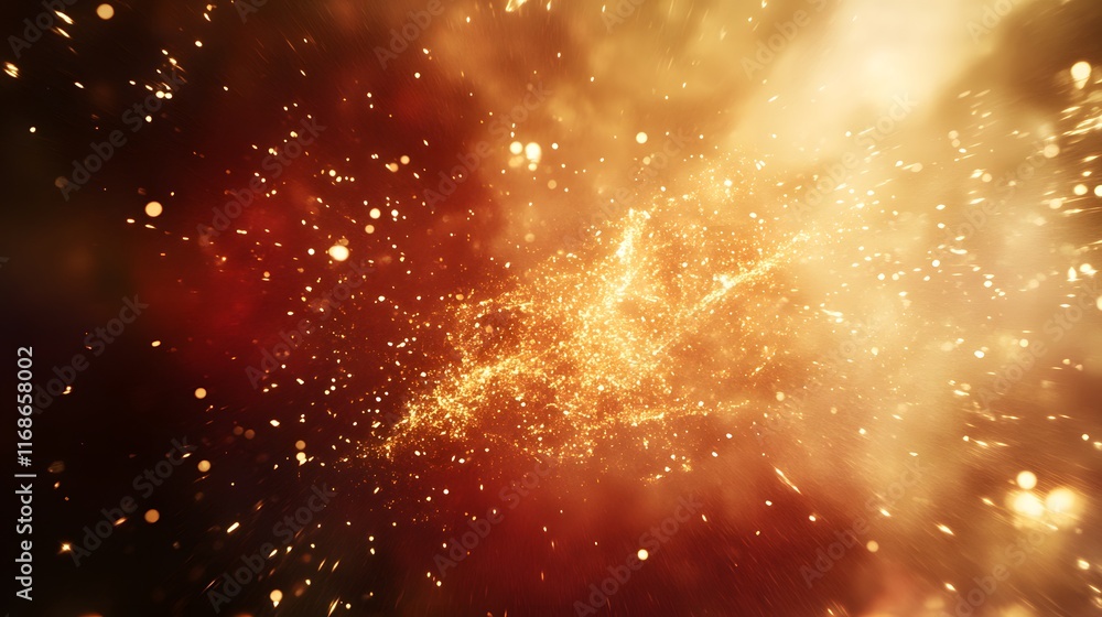 Poster Golden Sparks Exploding In A Dark Atmosphere