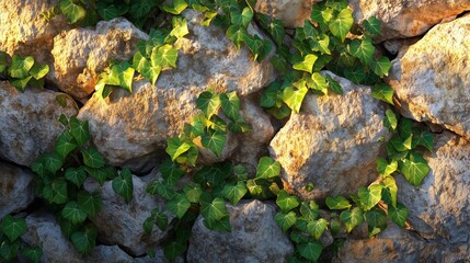 Enchanting Ivy Patterns: Nature's Artistry on Stone Walls