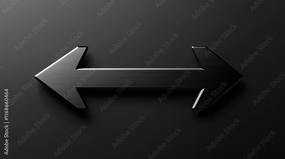 Poster black arrow rendered in sleek 3d style on a transparent background