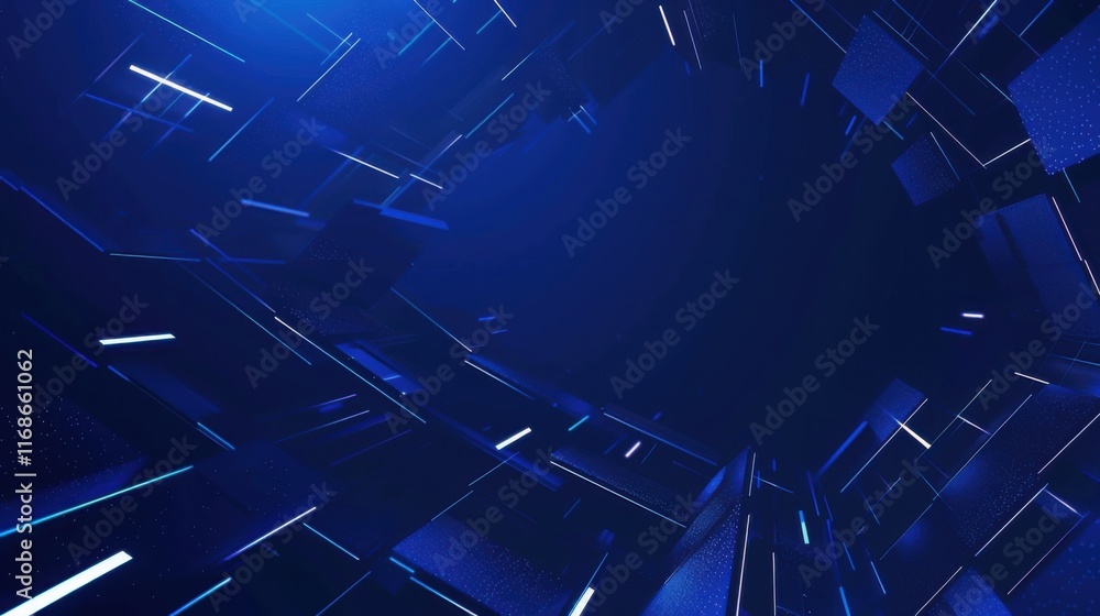Fototapete abstract blue technology geometric pattern on dark blue background. perspective lines graphic design