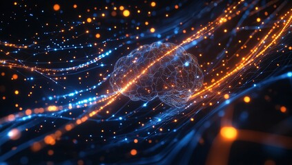 Fototapeta premium Neural Network: Brain's Digital Interconnections