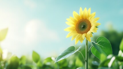 Obraz premium A vibrant sunflower stands tall against a bright sky.
