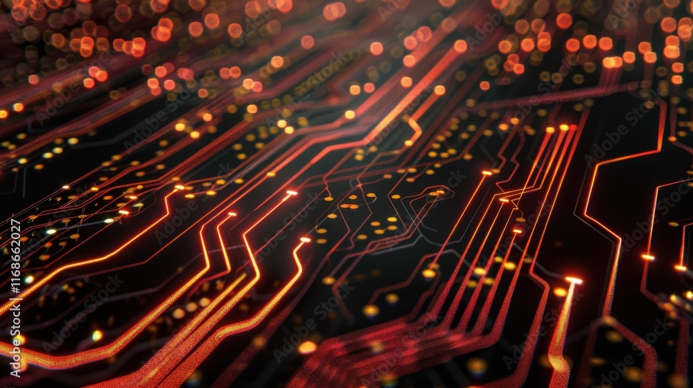 Poster abstract circuit cyberspace design created with generative ai technology