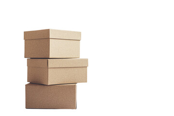 Isolated Stack of three cardboard boxes