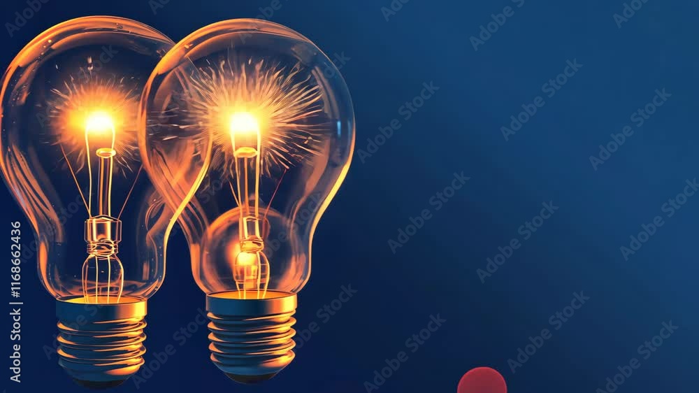 Poster creative concepts with glowing light bulbs illuminating ideas in a sleek design setting