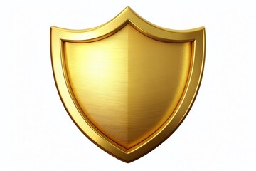 Gold Shield Silhouette Isolated on White Background - Security & Protection Stock Photo