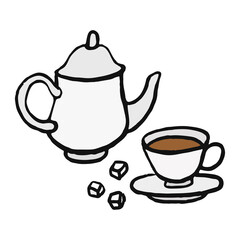 Png British tea set  sticker, transparent background