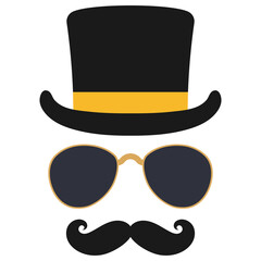 Top hat and mustache design element transparent png