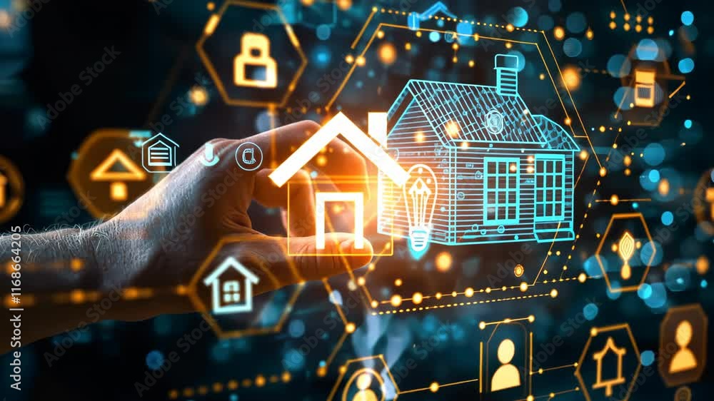 Poster exploring the future of smart homes through innovative technology and design concepts