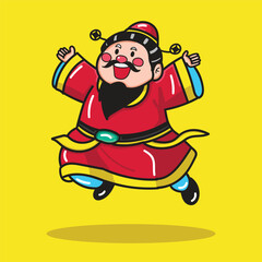 Chinese God of Wealth Illustration good for Design Element