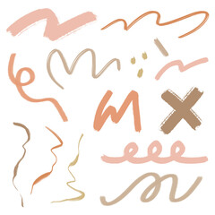 Squiggle brush png stickers, transparent background set