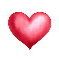 Fototapeta premium Watercolor red heart on white background, Perfect for Valentine's day holiday card, fabric print, decoration, etc.