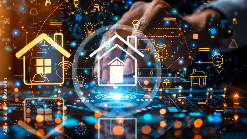 Poster exploring smart home technology through interactive digital interfaces and innovative design