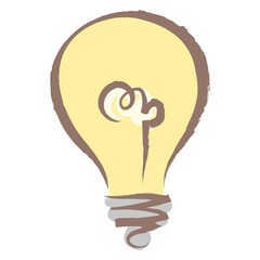 Light bulb png sticker, pastel doodle in aesthetic design on transparent background