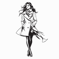 Winter Fashion Model Vectors and Illustrations Image vector isolated on white background.