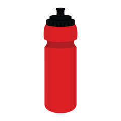 Red reusable sport water bottle set isolated on white background. Plastic fitness bottle