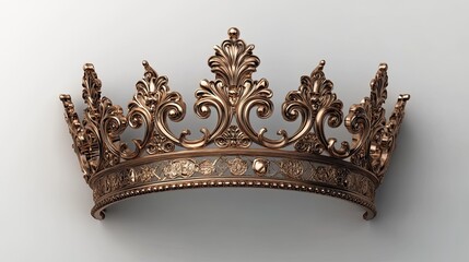 Bronze crown rendered in 3D with a holographic effect on a transparent background.