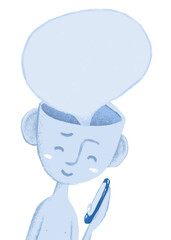Man png sticker with speech bubble texting illustration