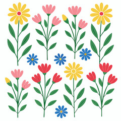 Colorful Wildflower SVG Vector Collection,Botanical Design,Beautiful watercolor vector floral pattern design,wildflowers vector set,bundle,Set watercolor wild flowers,vector,svg,seamless pattern,Ai