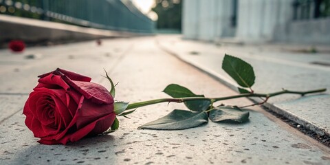 Belated Birthday Wishes:  A Single Red Rose with Copy Space for Text