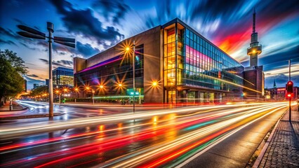 Fototapeta premium Berlin Technology Museum Night Lights Long Exposure Photography
