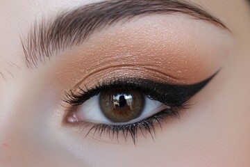 Obraz premium Close-up of woman eye with beautiful black smokey eyes makeup