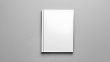 Blank square book cover template on grey background,front view of book