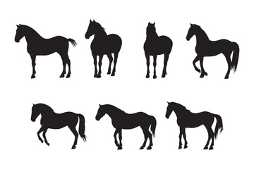 Horse set silhouette vector illustration