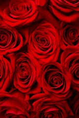 Beautiful red roses as a background, close up