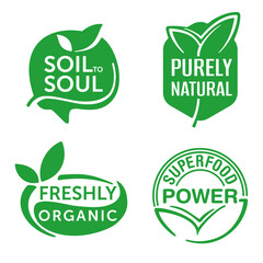 Four popular eco-friendly slogans in flat organic style