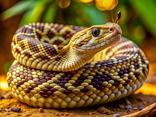 Fototapeta premium Guiana Rattlesnake (Crotalus durissus durissus) - Venomous Savannah Snake, Close-Up