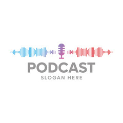 Creative podcast logo design vector