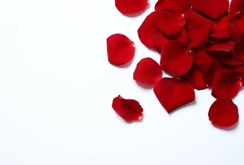 Fototapeta premium Red rose petals on white background