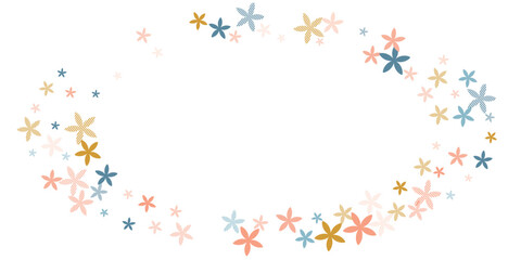 Forget-me-not simplistic flowers vector illustration. Small garden bloom shapes isolated. wedding invitation pattern. Flat flowers Forget-me-not primitive blossom. Striped petals.