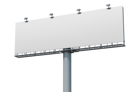 3D billboard sign png, blank advertisement on transparent background