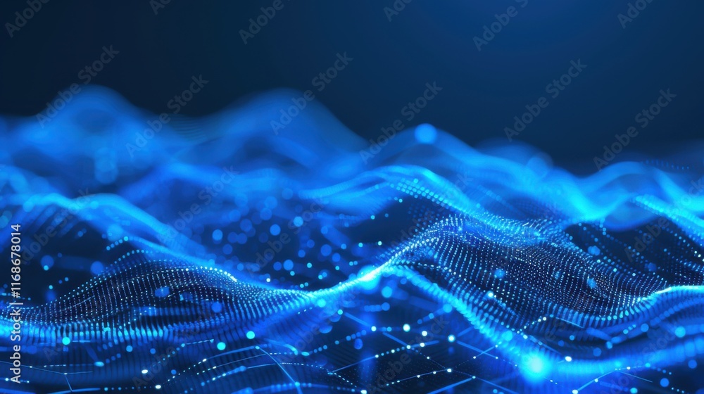 Poster abstract line waves, digital waves, business graph waves and technology graph, abstract blue technol