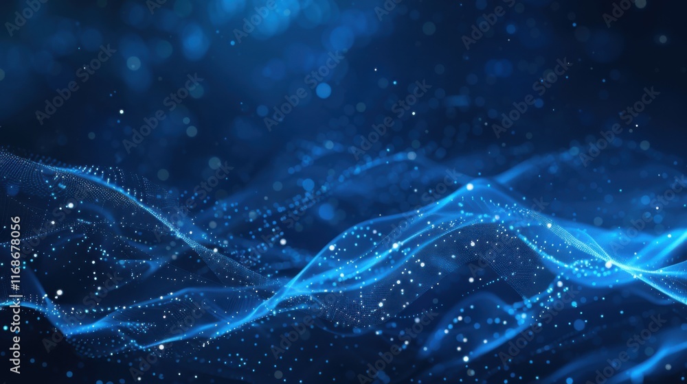 Poster abstract line waves, digital waves, business graph waves and technology graph, abstract blue technol