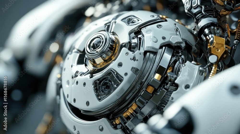 Aufkleber A close-up view of intricate robotic components showcasing advanced technology and design.