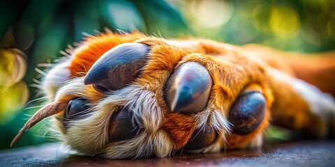 Fototapeta premium Canine Paw Anatomy: Detailed Close-Up with Bokeh Background