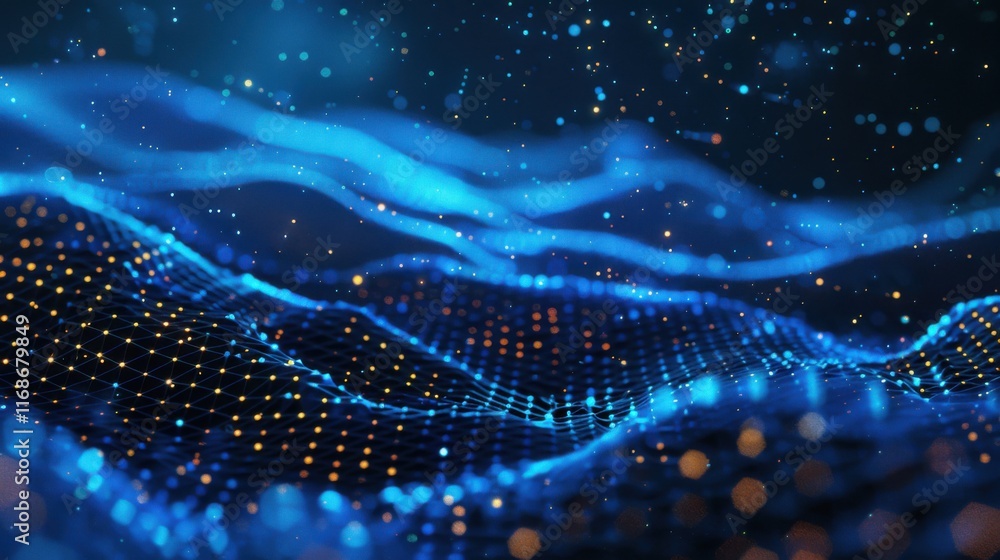 Poster abstract particle technology background design, big data communication technology science and techno