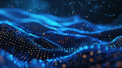 Abstract particle technology background design, big data communication technology science and technology concept illustration