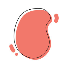 Abstract Fluid Shape. Organic amoeba blob shape abstract pastel color with line vector illustration isolated on white background. Irregular round blot form graphic element. Doodle drops with outline