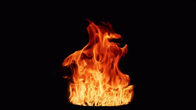 Experience mesmerizing loop flames igniting dark background alpha matte easy integration creative projects